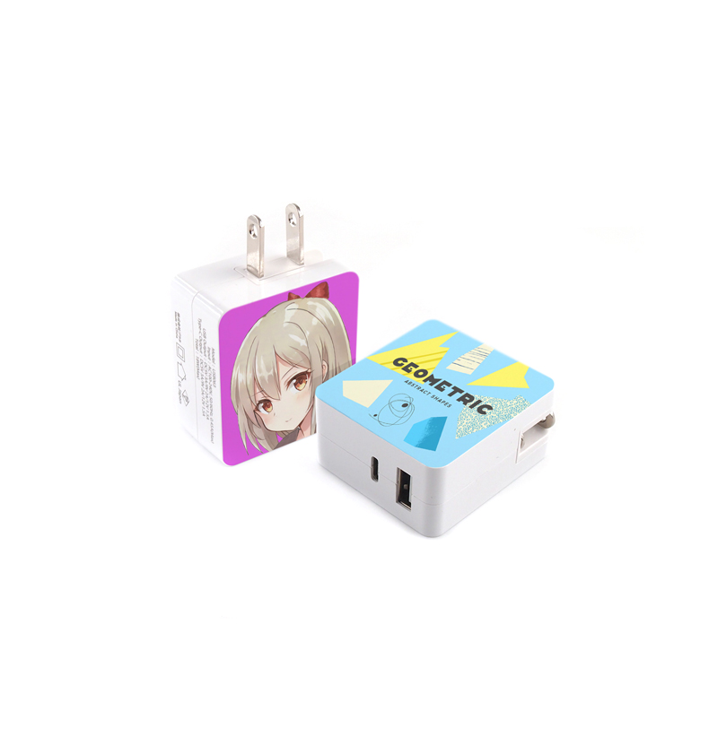 急速充電2ポートACアダプタ（USB＋Type-C）のオリジナル印刷・プリント