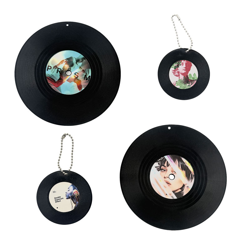 フルカラー印刷対応！オリジナルレコード風キーホルダー