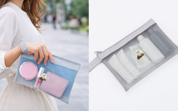 中身が見えるメッシュ素材で整理しやすい便利ポーチ