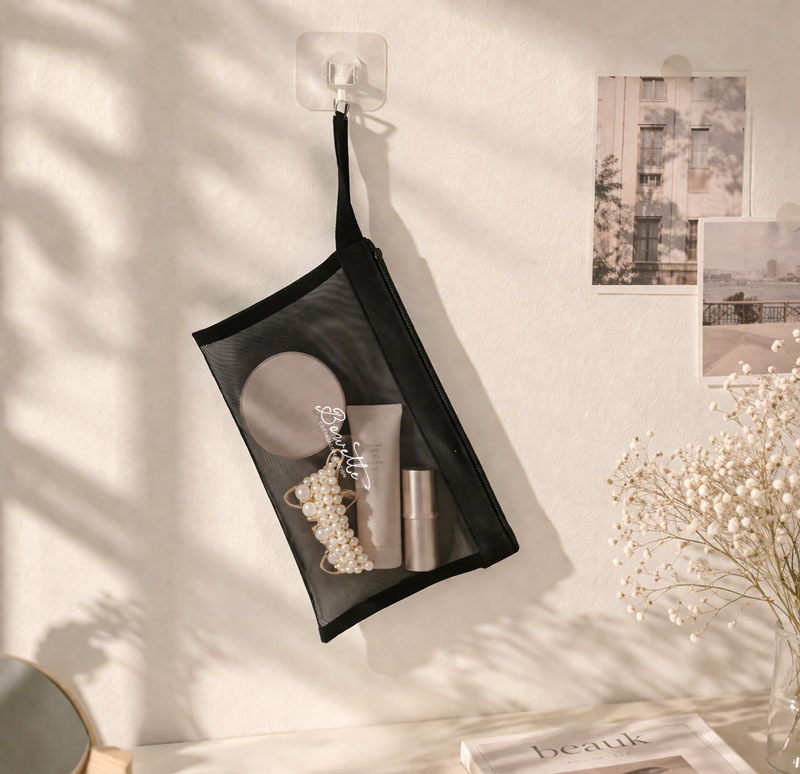 プラシャープ・ストラップ付きメッシュフラットポーチ印刷について