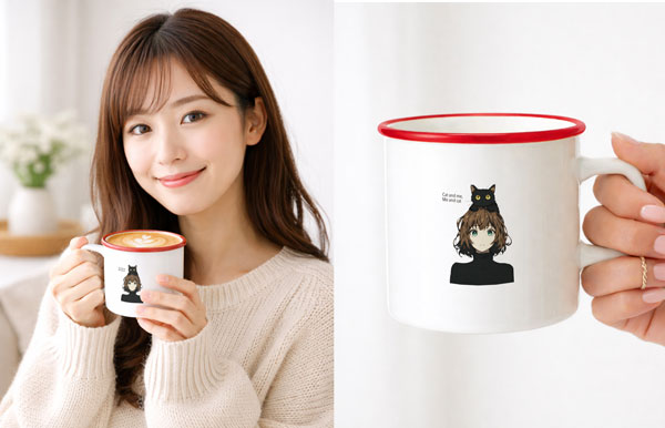 ホーロー風デザインが可愛い陶器製オリジナルマグカップ