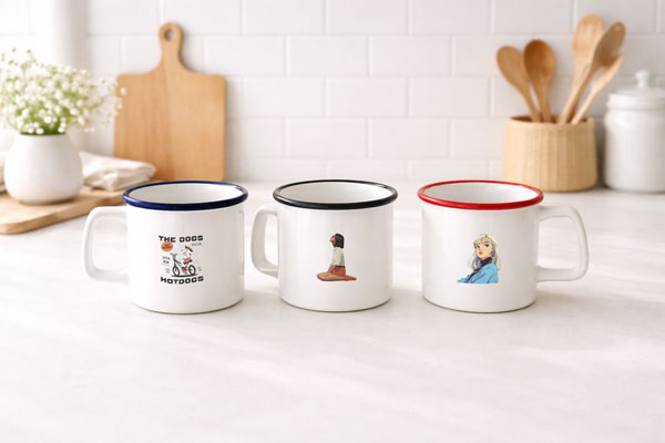 1個から名入れ可能なオリジナルホーロー風マグカップを小ロット作成