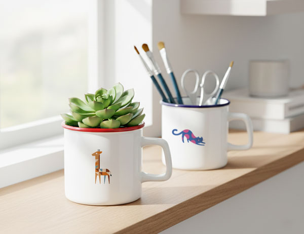 インテリアにも使えるオリジナルホーロー風マグカップ