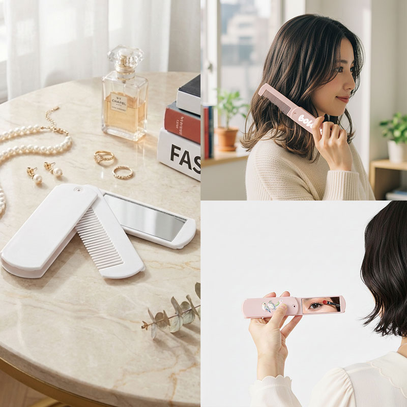 ミラー付折りたたみコームの特徴