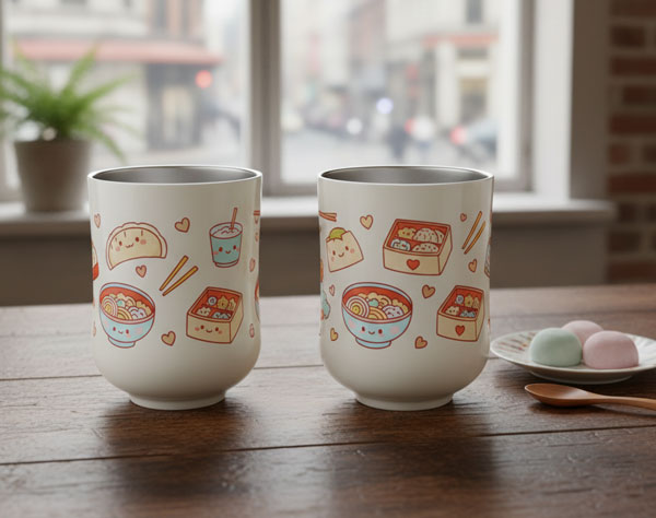 1個から作成できるオリジナル真空二重ゆのみ300ml|360度フルカラー印刷対応