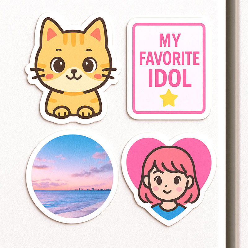 《1個から作成》マグネットステッカーのオリジナル印刷・作成｜ベビーインカー・ 広告・ノベルティに最適。作り方簡単！マグネットグッズを小ロットで作るならME-Q（メーク）