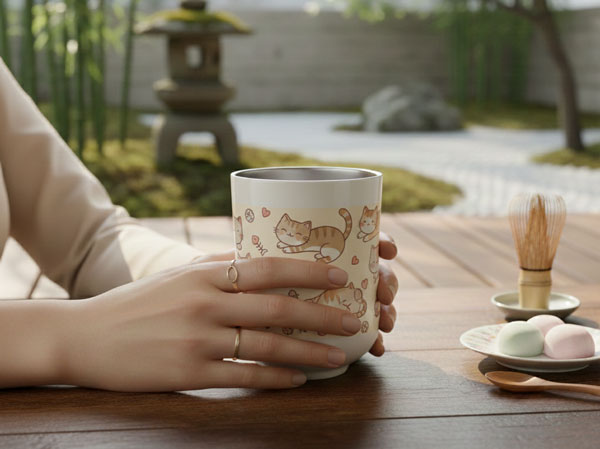 360度ぐるっとデザインできる真空二重ゆのみ300ml