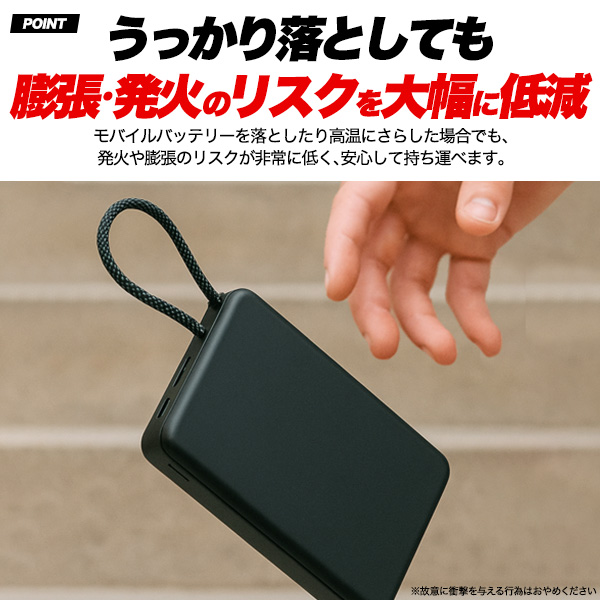 発火・爆発リスクを大幅低減！安全性を極めた固体電池モバイルバッテリー